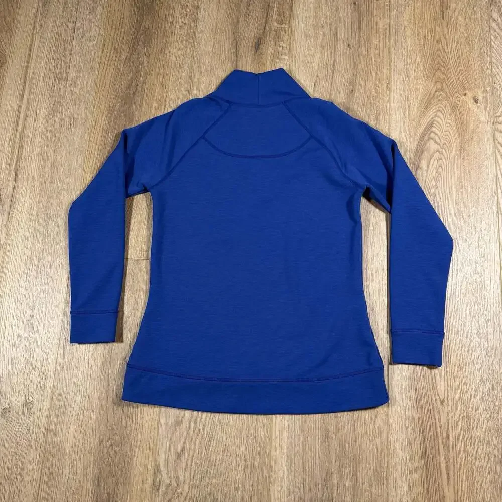 Athleta Blue SoftTech Shawl Collar Pullover Sweatshirt Size Medium - Picture 3 of 6